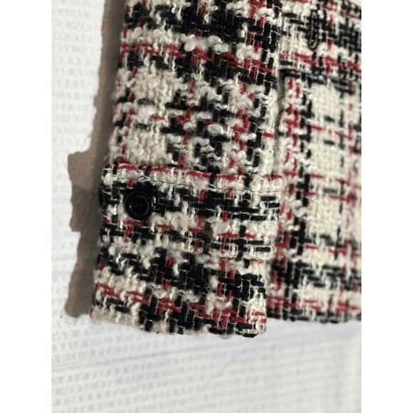 Talbots Tweed Wool Blend Blazer Jacket Red/Black/White Size 4 - Picture 9 of 16